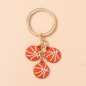 Détails de trois mini-pendentifs de basket orange avec anneau et chaînes dorés