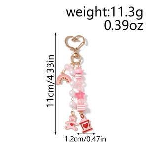Detailed view showing the 11cm length and 11.3g weight of the beaded bear keychain