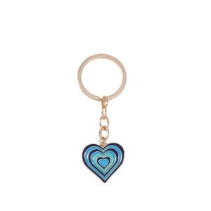 Porte-clés cœur tendance avec pendentif en émail dégradé bleu sur anneau doré