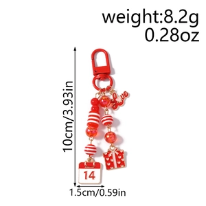 Detail of red Valentine key ring with Love heart and February 14th calendar pendant