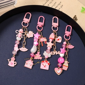 Rosa Herz und Stern Schlüsselanhänger Set mit Love Charms für Taschenaccessoires