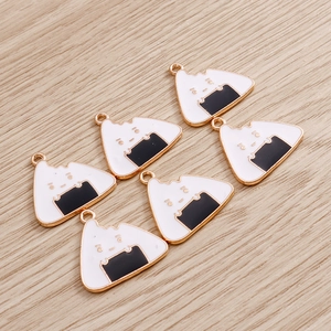 6-pack cute rice ball enamel charms with gold metal edges for DIY jewelry making