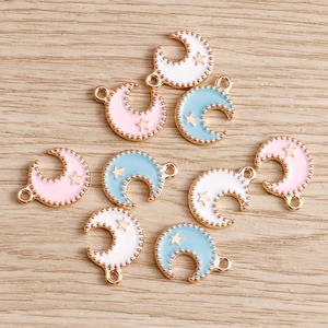 Legierung Emaille Mond Stern Anhänger Für DIY Schmuckherstellung Halskette Zubehör Für Damen Mode Mondsichel Charms