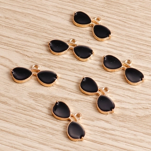 Set of gold plated sunglasses pendants with black enamel for DIY jewelry making