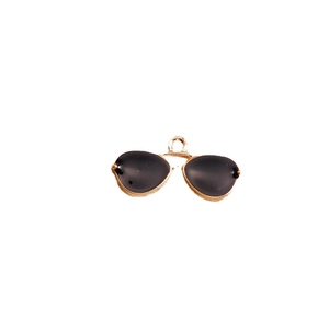 Golden alloy sunglasses pendant with black enamel inlay for DIY necklace jewelry making