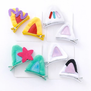 Lot de 8 jolies barrettes oreilles de chat en peluche multicolores pour petites filles
