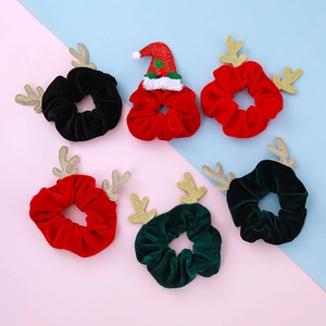 Süße Weihnachts Geweih Samt Haargummis Für Mädchen Kinder Elastische Haarbänder Party Zubehör Haarschmuck Geschenk Für Mädchen
