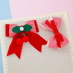 Barrettes à cheveux nœuds en velours rouge et carreaux pour accessoires de fête