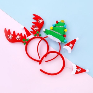 Serre-tête de Noël pour Enfants Bois de Renne Sapin de Noël Bonhomme de Neige Paillettes Pompon Décoration de Fête Accessoires Cheveux