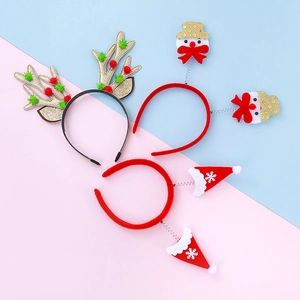 Lot de 3 serre-têtes de Noël avec bois de renne, bonshommes de neige et chapeaux