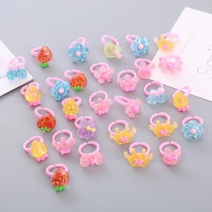 Bunte Acryl Tier Cartoon Ringe Für Kinder Mädchen Süße Katze Blume Herz Verstellbare Harz Schmuck Fingerringe Geschenk