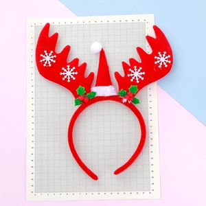 Serre-tête de Noël avec bois de renne et mini bonnet de Père Noël pour décoration de fête