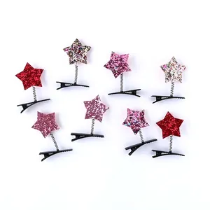 Lot de 8 barrettes à cheveux étoiles pailletées colorées avec ressort pour filles et enfants