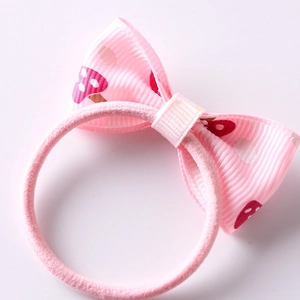 Élastique à cheveux avec nœud rayé rose et fraise pour enfants, accessoire mignon