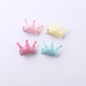 Set de barrettes couronne scintillantes pour filles en rose, jaune et bleu