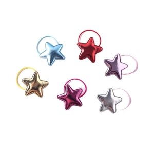Set of six colorful PU leather star hair ties with high elasticity rubber bands