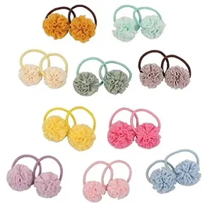 Lot d'élastiques à cheveux en forme de fleurs en mousseline faits main pour filles