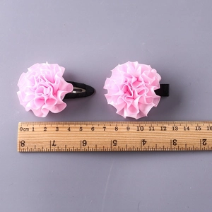 Paio di fermagli per capelli a fiori in chiffon rosa per bambine, accessori fatti a mano