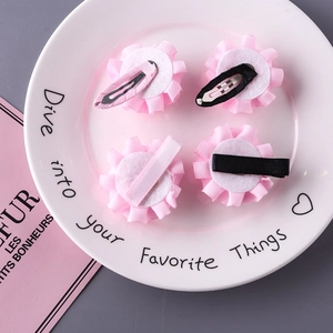 Set di 4 fermagli per capelli con fiori rosa per bambine con graziosi petali pieghettati