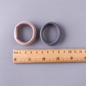 Élastiques à cheveux roses et gris pour enfants, diamètre 4cm avec mesure par règle en bois