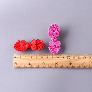 Fermagli per capelli a fiori in tessuto stile cinese fatti a mano in rosso e rosa