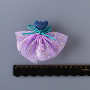 Barrette à cheveux style coréen avec ours en denim et jupe en tulle violet étoilé