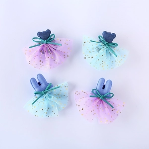 Lot de 4 barrettes cheveux enfant avec tulle étoilé, formes ours et lapin pour filles