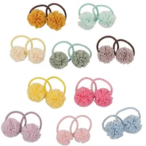 Lot de 20 chouchous fleurs en tissu faits main pour filles en dix couleurs assorties