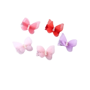 Lot de 5 pinces à cheveux papillon élégantes pour filles avec tulle et perles