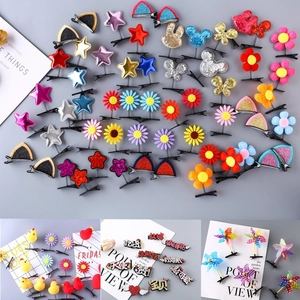 Creative variety of spring hair clips featuring sequins, fuzzy cat ears, and sunflowers
