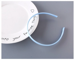 Detail of 1cm light blue fabric covered plastic headband for girls DIY hair accessories