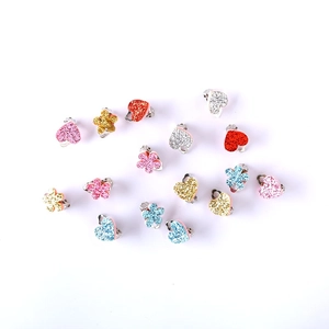 Glitter heart and flower clip-on earrings set for girls with non-pierced design