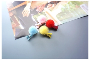 Détails de quatre barrettes à pompons en tulle colorés pour filles avec pinces en métal gainé