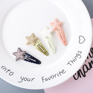 Korean Style Kids Glitter Star Hair Clips Cute Alloy Wave Edge BB Clips For Girls Princess Accessories Collection