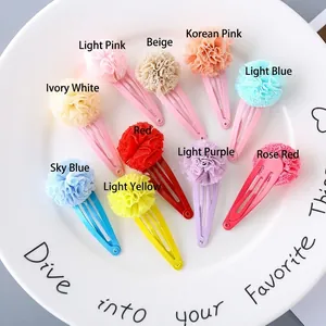 Colorful macaron mesh flower BB clips hair accessories set for girls and princesses