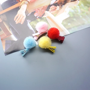 Barrettes à Cheveux Mignonnes pour Enfants Filles Pompon en Maille Couleurs Bonbon Pinces Crocodiles Doux Accessoires