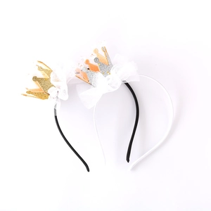 Sparkly crown headbands for girls featuring glittery gold and silver tiaras with tulle