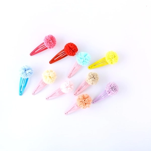 10-piece set of colorful fabric flower snap hair clips for girls in macaron shades