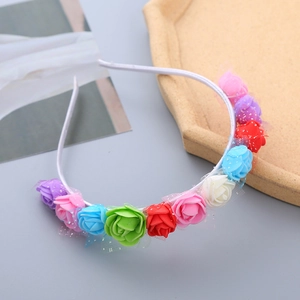 Dolce Cerchietto con Rose in PE per Donna Ragazza Fascia per Capelli Floreale con Decorazione in Pizzo per Matrimonio Festa