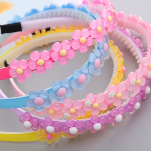 Serre-tête fleuri coloré en résine pour filles avec dents antidérapantes, accessoire de cheveux