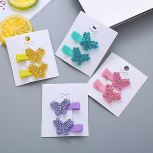 Pinces à Cheveux Papillon en Strass Douces Barrettes à Bec de Canard Enveloppées de Tissu pour Filles Enfants Accessoires de Coiffure