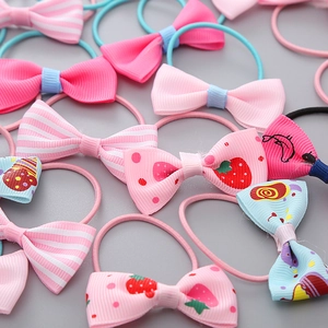 50-piece set of girls floral bow hair ties in assorted macaron colors and patterns