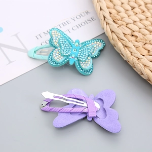 Sparkling butterfly hair clips set with rhinestones and felt backing for girls
