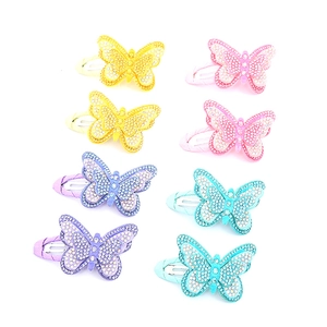 Glittering butterfly hair clips set for girls with sparkling rhinestones in assorted colors