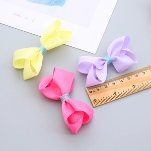 Set de barrettes à nœuds pailletés de 8cm pour filles en jaune, rose et violet