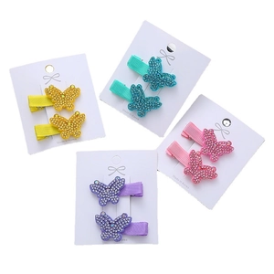 Barrettes papillon mignonnes pour filles avec strass brillants en quatre couleurs