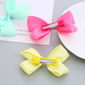 Barrettes à nœuds pailletés pour filles en menthe, rose et jaune avec pinces métal