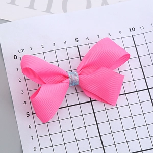 Pince à cheveux nœud rose pailleté pour filles, barrette fait main avec centre brillant