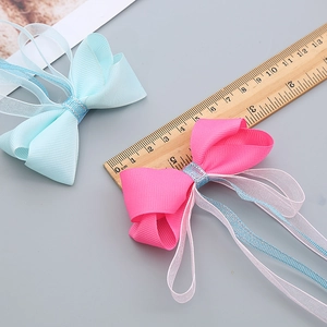 Barrettes à cheveux nœud papillon artisanal de style chinois bleu et rose pour filles