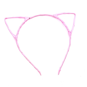 Pink cat ear headband with smooth satin fabric wrap for girls princess hair styling